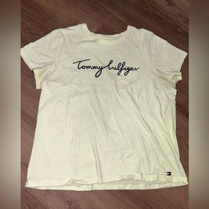 Tommy Hilfiger pastel yellow t-shirt in size L